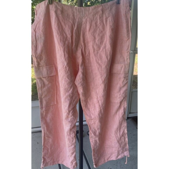 Lauren Ralph Lauren 18W Tangerine 100% Linen Cargo Pockets Beachy Coastal Comfy - Picture 8 of 10